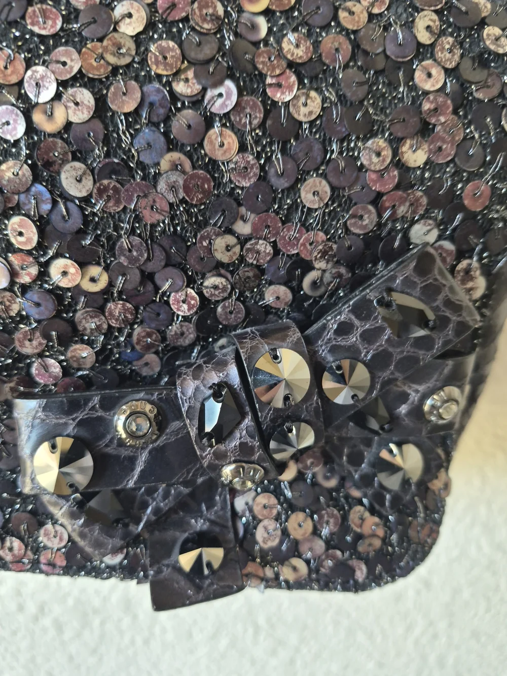 Henry Bendel Sequined Bow Crossbody Bag - Black